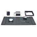 Black 7 Piece Classic Top Grain Leather Desk Set